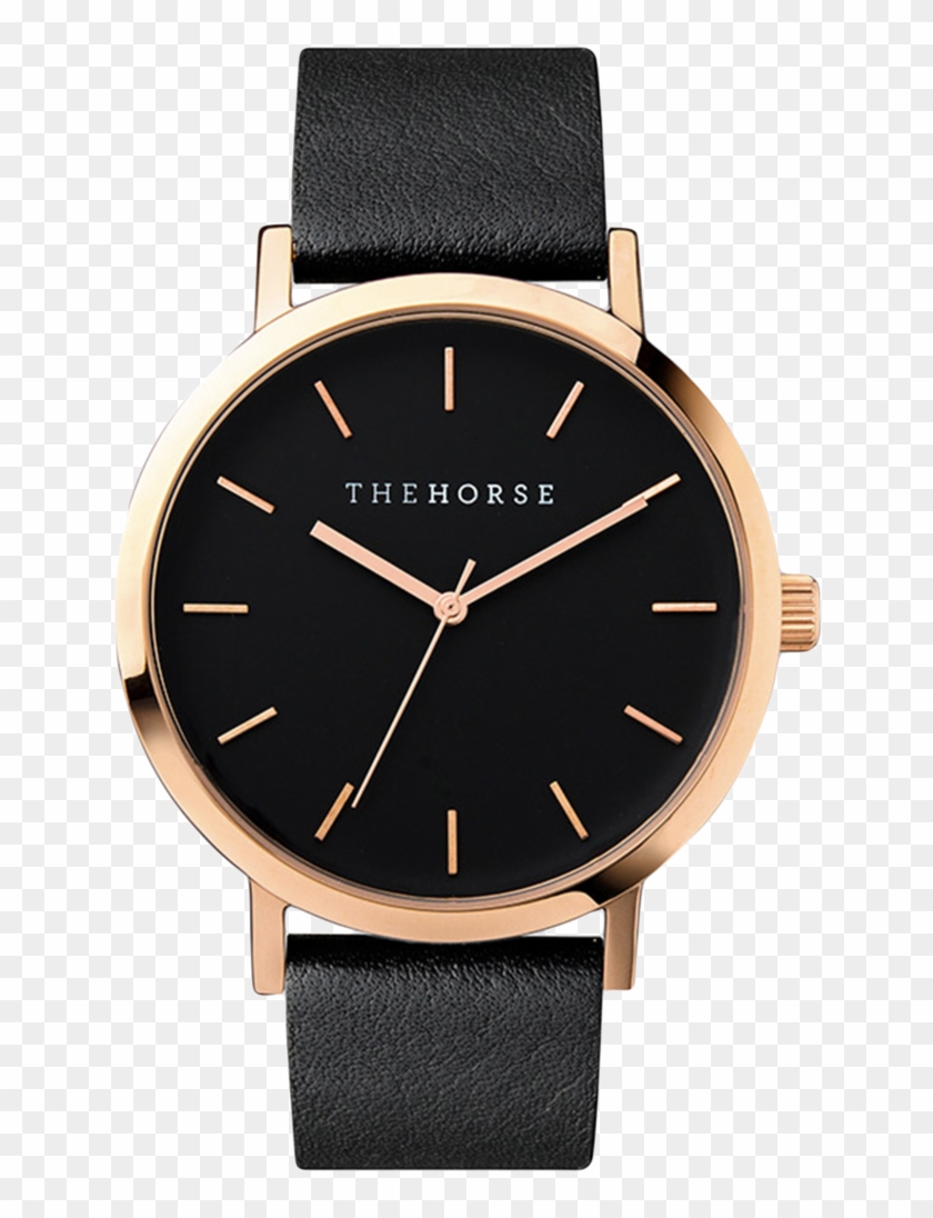 Horse Black And Gold Watch , Png Download - Black Face Rose Gold Watch Clipart
