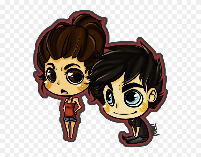 Damon Appreciates Elena's Ponytail - Caricaturas The Vampire Diaries Clipart