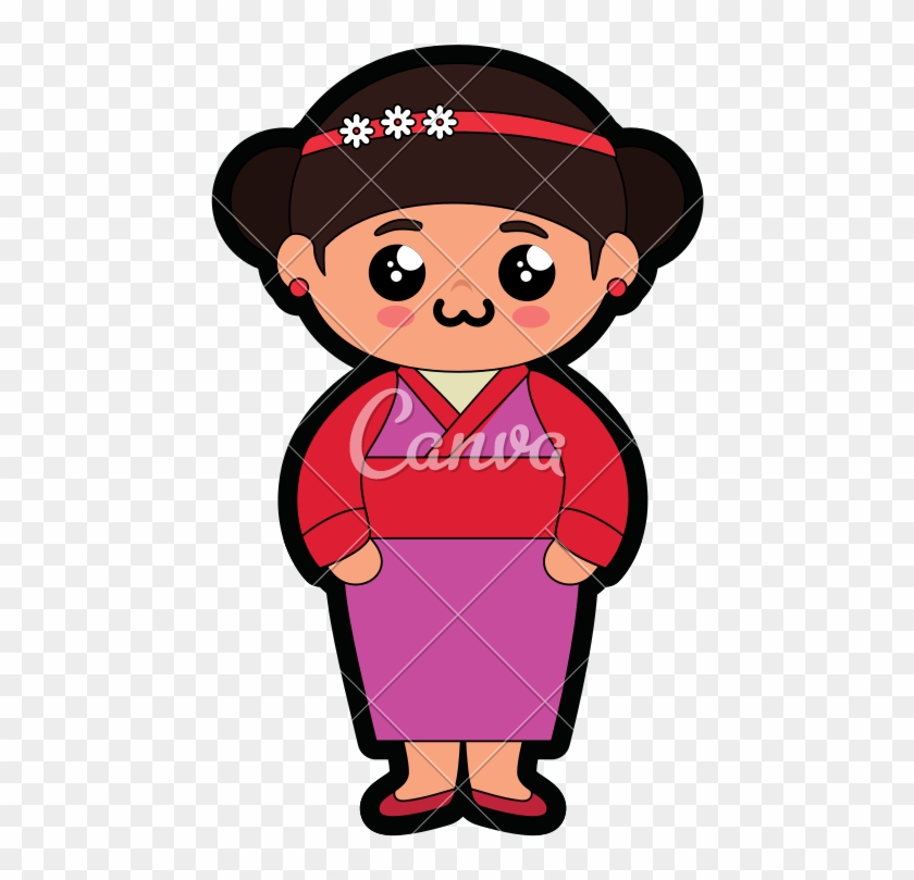 Cute Japanese Cartoon Characters - Cute Japanese Girl Vector Clipart