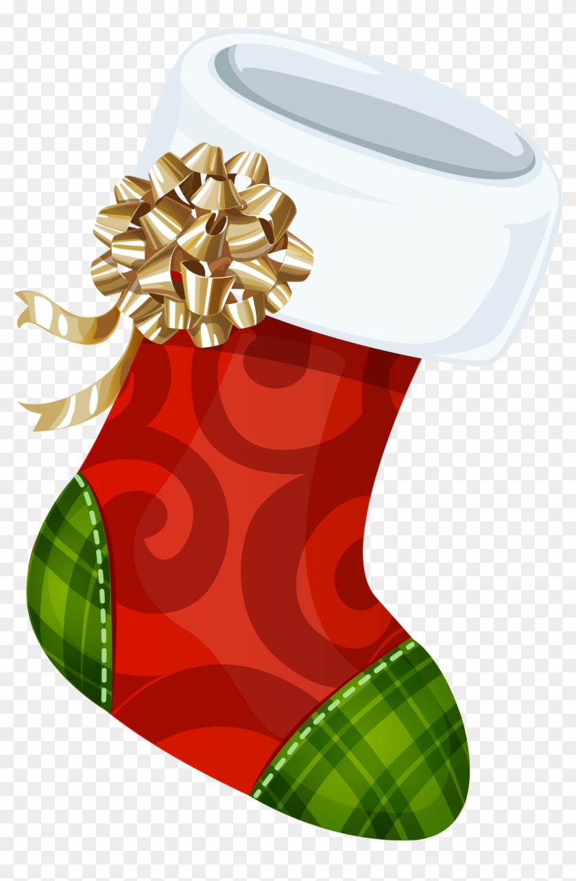 Clip Art Library With Gold Bow Png Picture Gallery - Meia De Natal Png Transparent Png #2438410