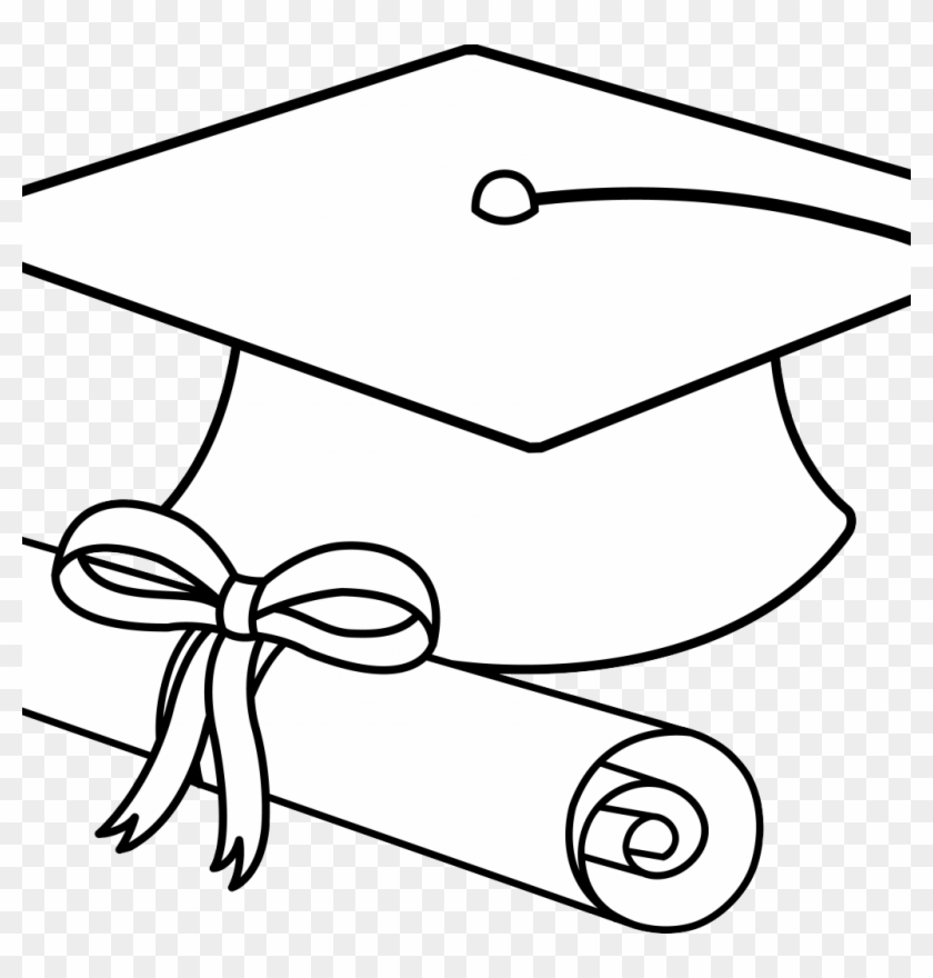 Graduation Cap And Diploma Drawing Clipart #2441999