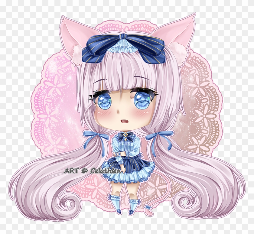 Bible Blue Chibi Cute Dress Eyes Girl Hair Illustration - galaxy girl transparent png galaxy girl free roblox hair