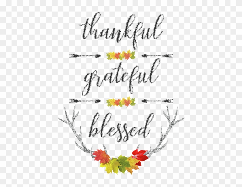 Chalkboard Handwriting Fall Thanksgiving - Thankful Grateful Blessed Happy Thanksgiving Clipart