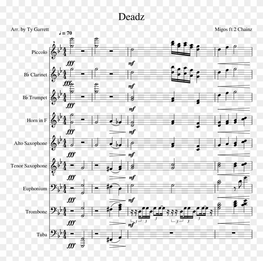 Band Arrangement Deadz - Jocelyn Flores Trombone Sheet Music Clipart #2445477