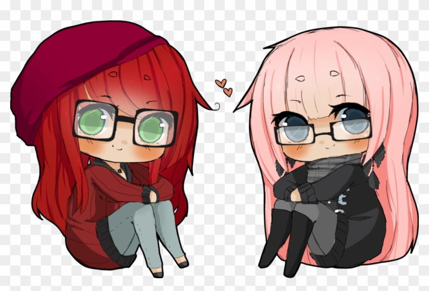 Chibi Hipster Girls By Raspberrylovers Manga Anime - Chibi Girl With Glasses Clipart