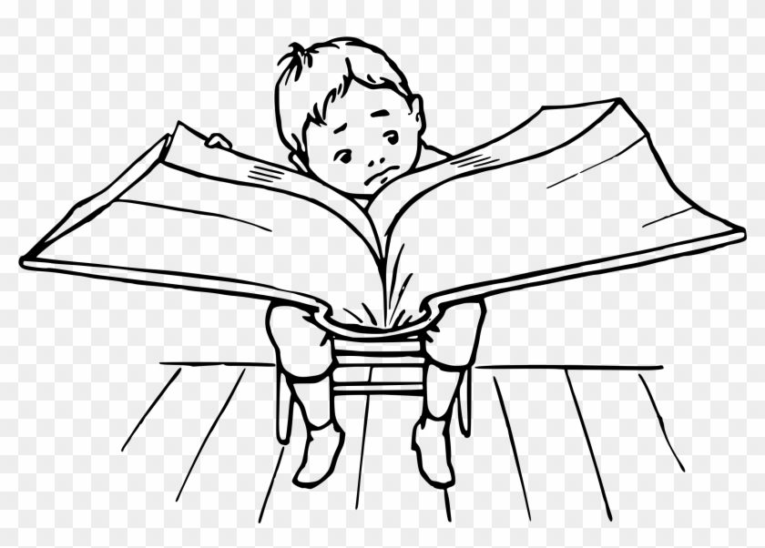 This Free Icons Png Design Of Boy Reading A Big Book - Reading Boy Clipart Black And White Transparent Png