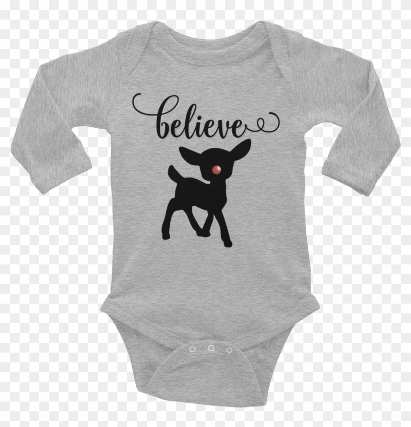 Our Unisex "believe" Baby Onesie Features A Cute Rudolph - Home Is Where My Rottweiler Clipart
