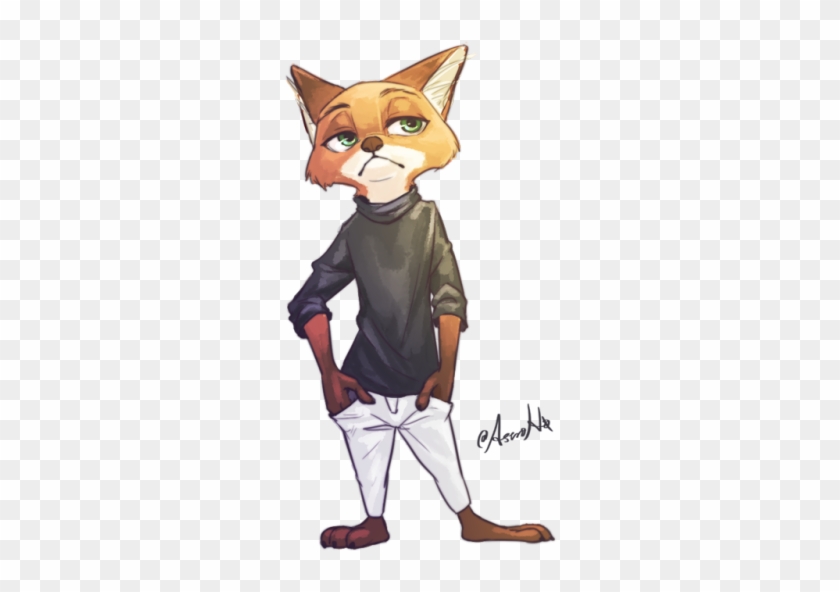 Zootopia Nick Wilde Black Sweater Collegiate Looking - Cartoon Clipart #2447215