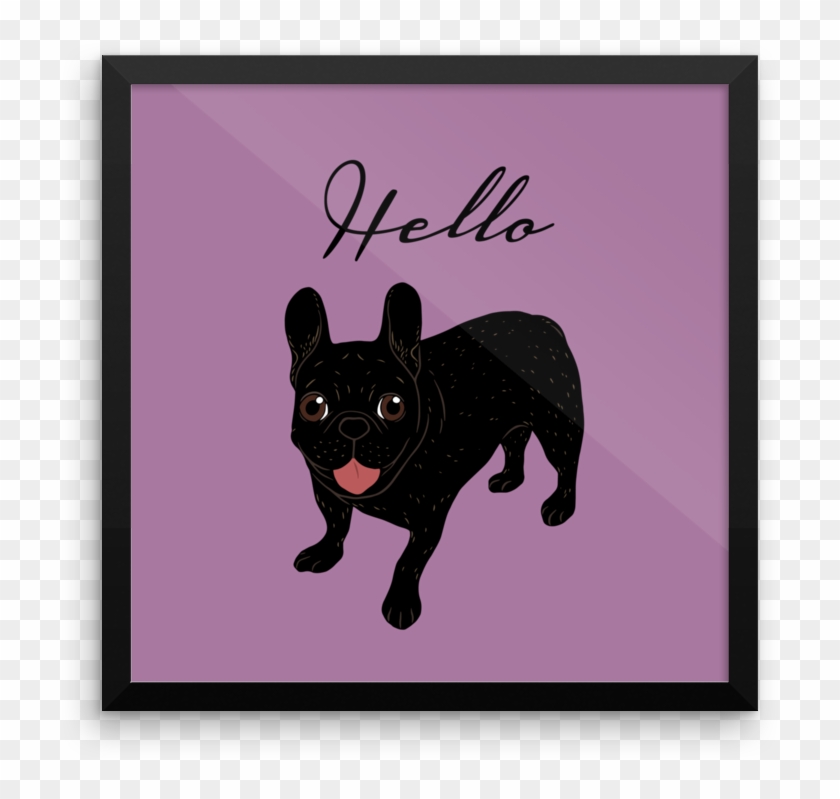 Cute All Black Brindle French Bulldog Puppy Framed - Black Brindle Clipart