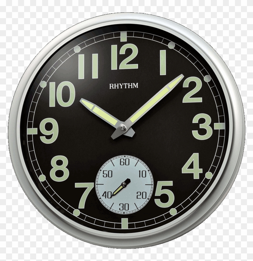 Rhythm Glow In The Dark Wallclock Convex Glass Sub-second - Watches Clipart