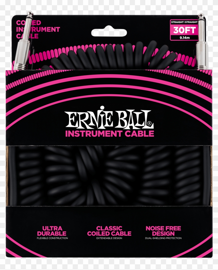 30' Coiled Straight / Straight Instrument Cable - Ernie Ball Clipart #2447706