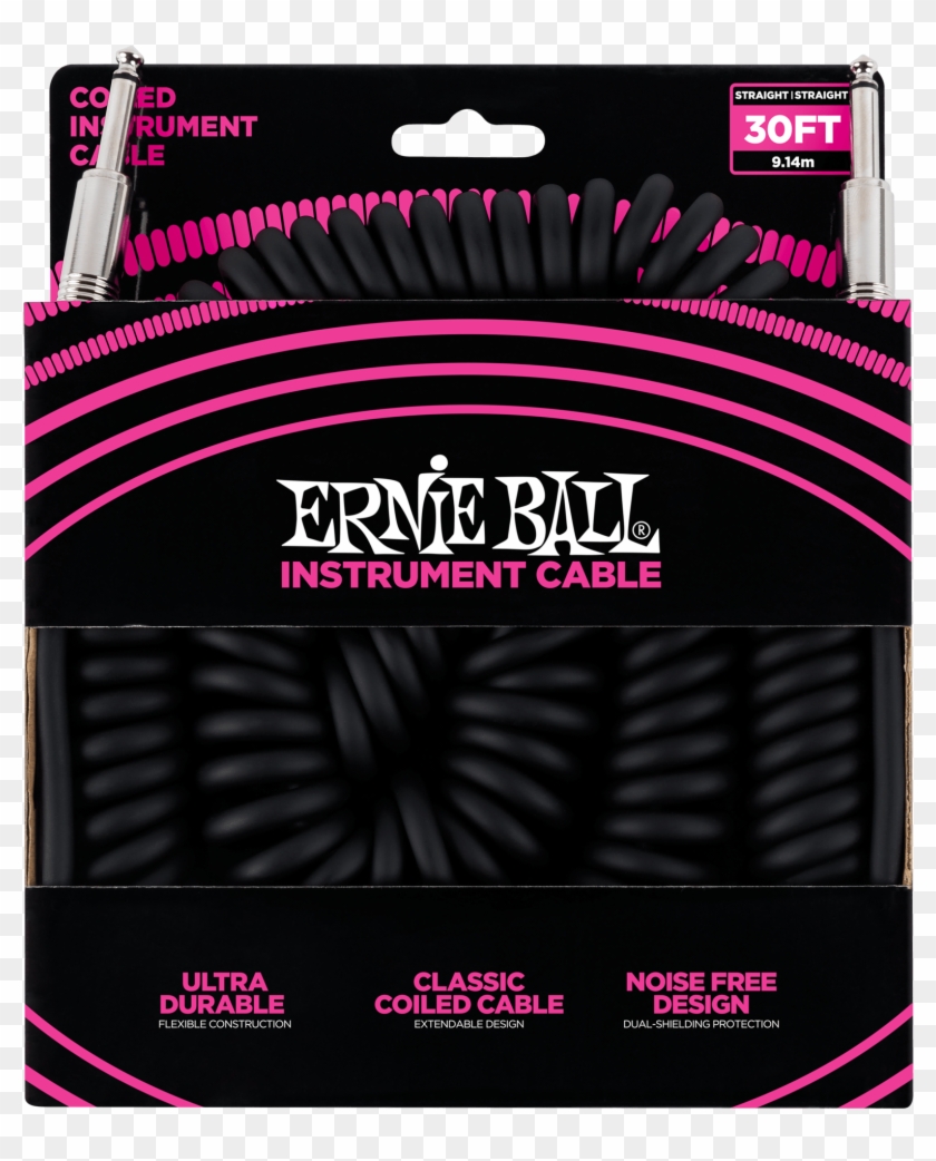 30' Coiled Straight / Straight Instrument Cable - Ernie Ball Clipart