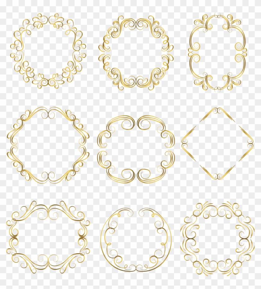 European American Style Golden Border Element Vector - Circle Clipart #2448753
