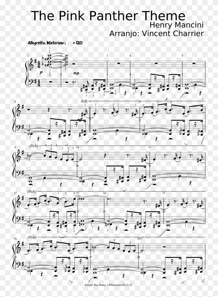 The Pink Panther Theme Sheet Music Composed By Henry - Henry Mancini Clipart