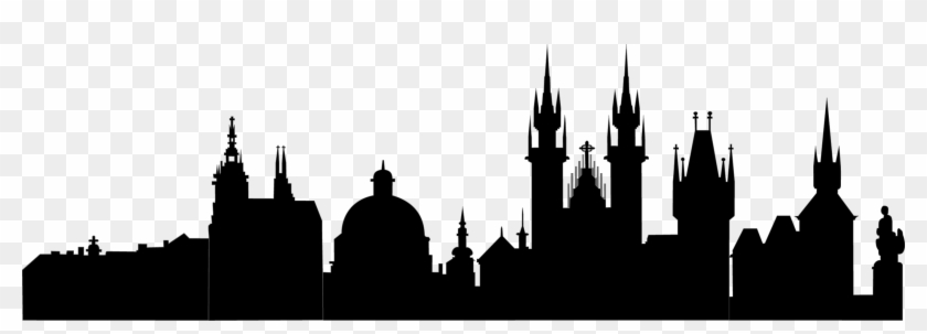 Prague Silhouette Clip Art Vector Black Church - Prague Skyline Silhouette - Png Download