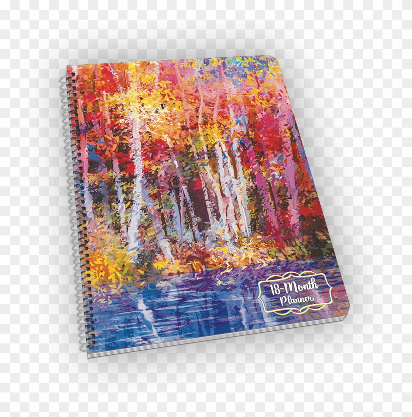 Spiral-bound Notebook With Forest And Water Painting - Modern Art Clipart