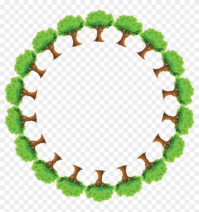 Free Clipart Of A Round Frame Of Trees - Trees In A Circle Clipart - Png Download
