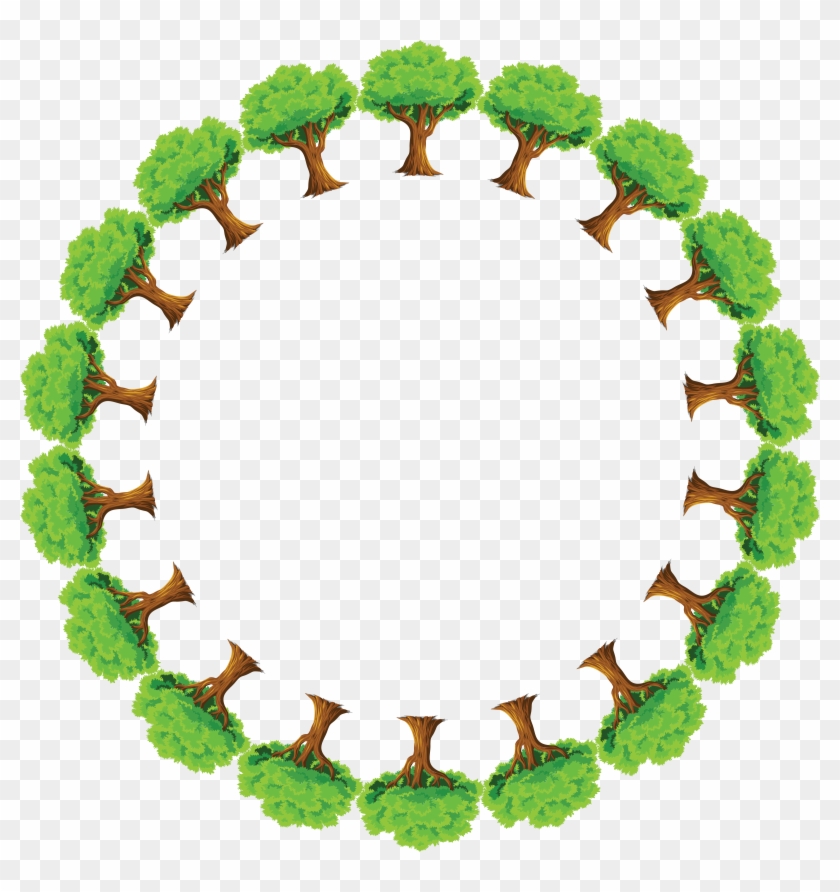 Free Clipart Of A Round Frame Of Trees - Trees In A Circle Clipart - Png Download #2451554