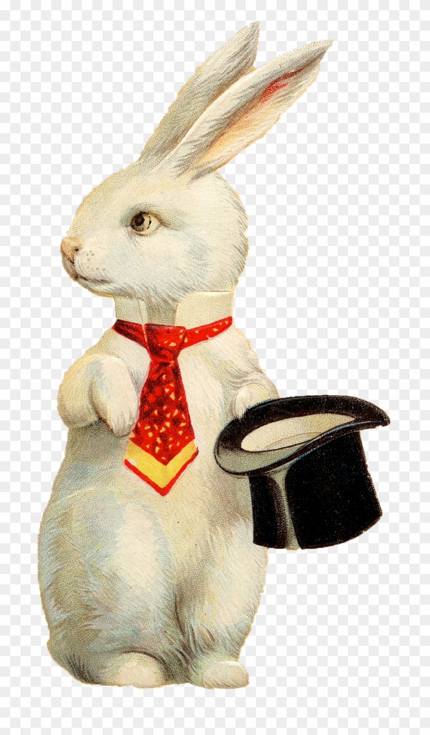 White Rabbit Tophat Graphicsfairy - Rabbit With Top Hat Clipart #2451852
