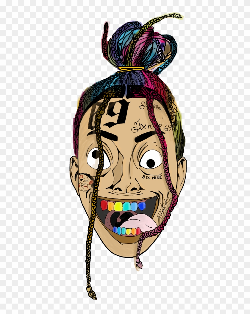 6ix9ine Sticker - Six Nine Head Png Clipart