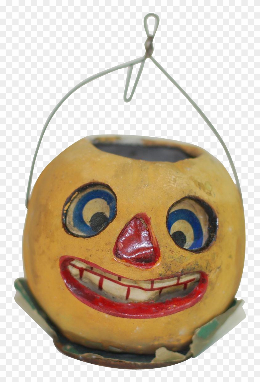 Early Poured Paper Mache Halloween Pumpkin Face Jack - Craft Clipart #2452437