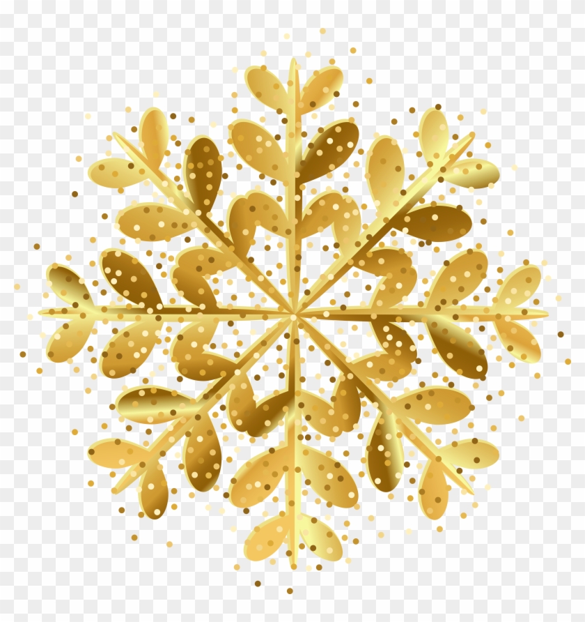 Golden Snowflake Clip Art Image - Png Download
