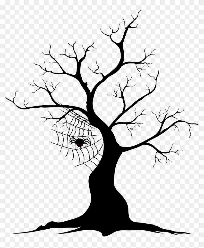 Tree Halloween Web Spooky Scary Sticker Janet Png Png - Halloween Black Tree Clipart Png Transparent Png