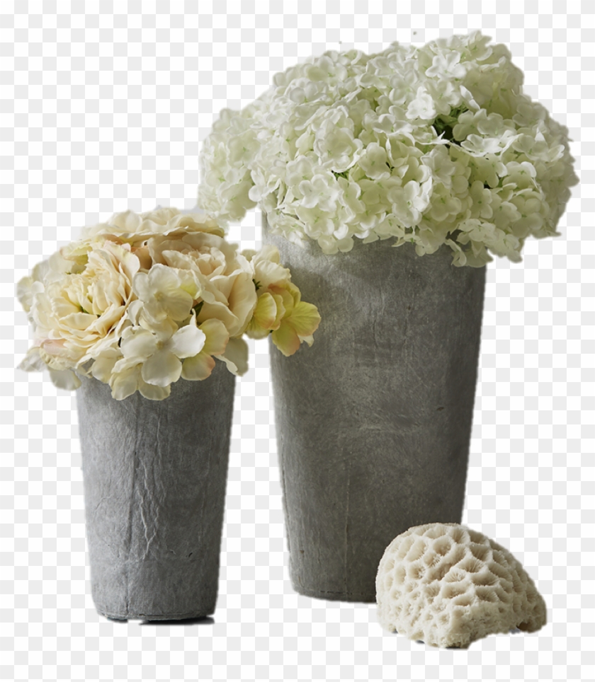 Decorative Grey Tapered Cement Vase, Ideal As Floral Clipart