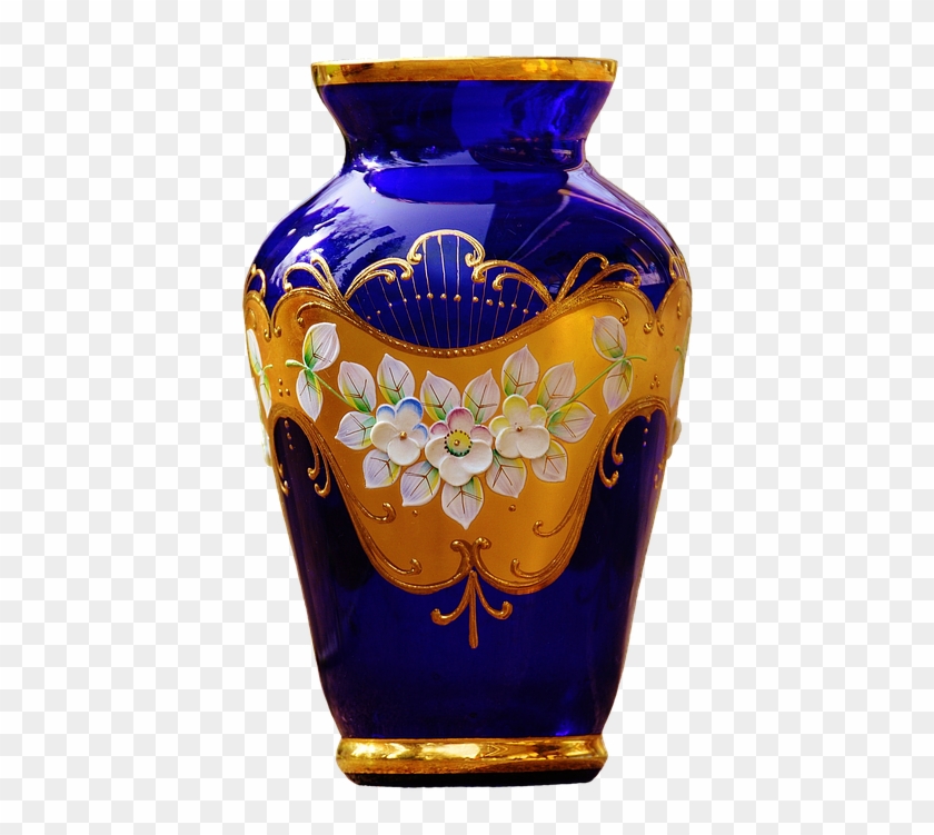 Vase, Blue, Glass, Ornament, Flower, Blossom, Bloom - Vase Png Hd Clipart