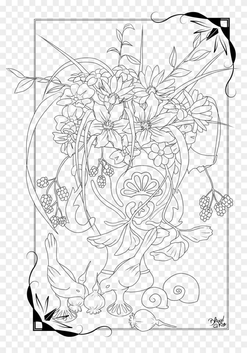 Flower Vase Lineart By Bliood Kira D - Line Art Clipart #2454575