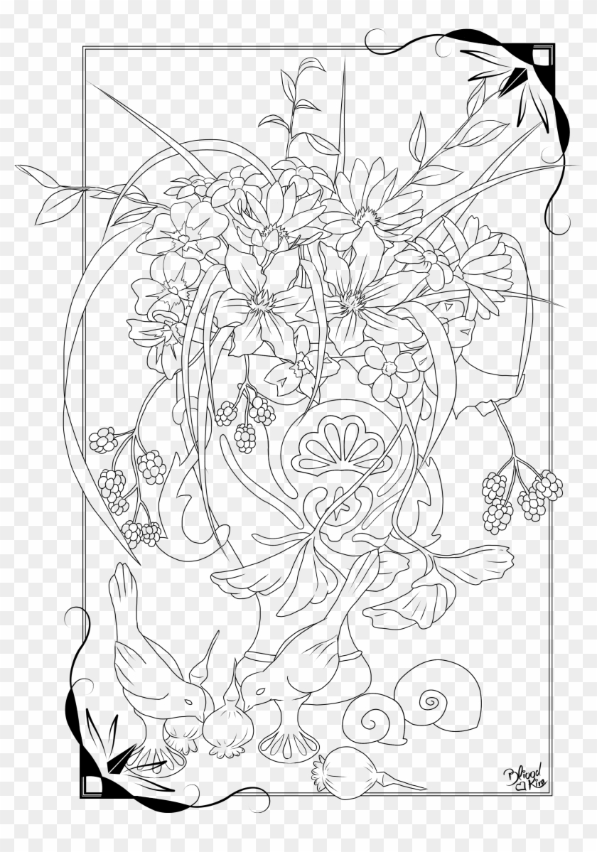 Flower Vase Lineart By Bliood Kira D - Line Art Clipart
