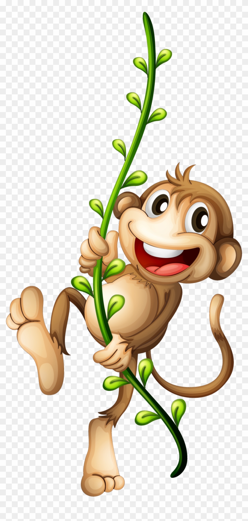 Monkey Clipart Png Image - Monkeys On Vines Cartoon Transparent Png #2455499
