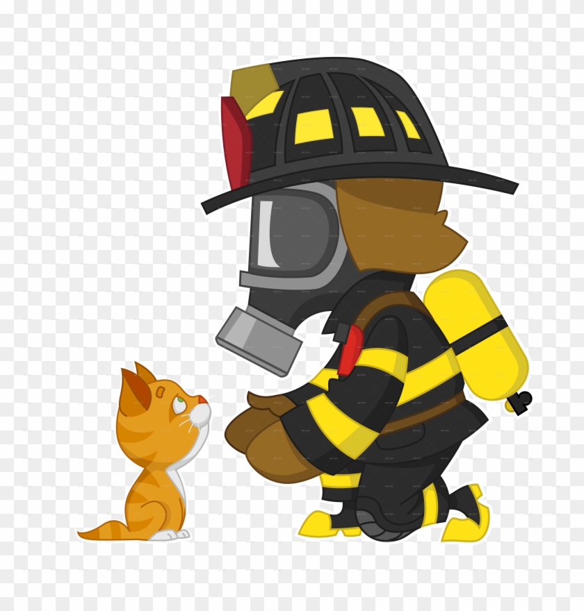 Clip Art Library Firefighter Rescues Kitten By Gatts - Firefighter - Png Download #2455540