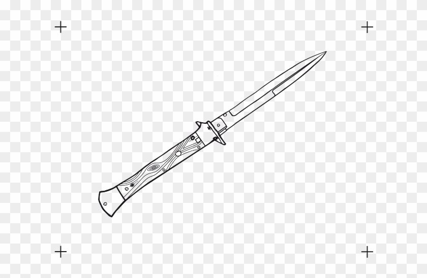 Drawn Knife Stiletto - Outline Of A Switchblade Clipart #2455891