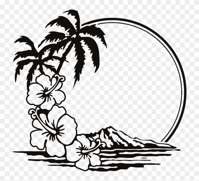 Party Beach Silhouette Labels Png - Surfing Clipart Black And White Transparent Png