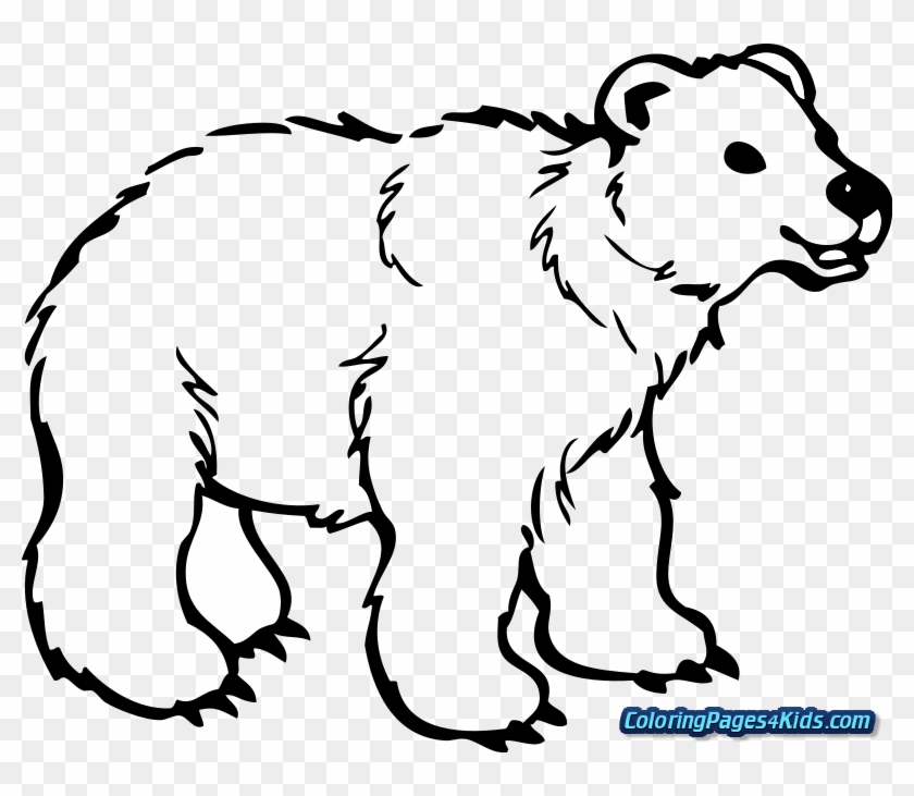 Brown Bear Coloring Pages For Kids Page - Grizzly Bear Clip Art Black And White - Png Download