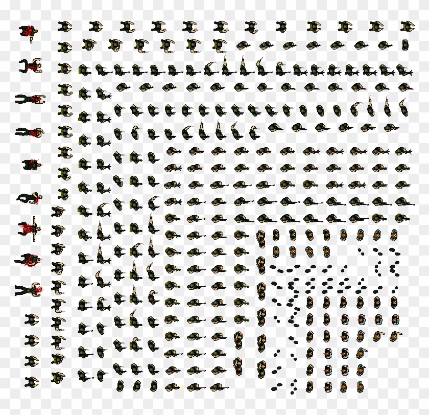 Helmet Boy Sprite Sheet - Hotline Miami Zombies Sprites Clipart