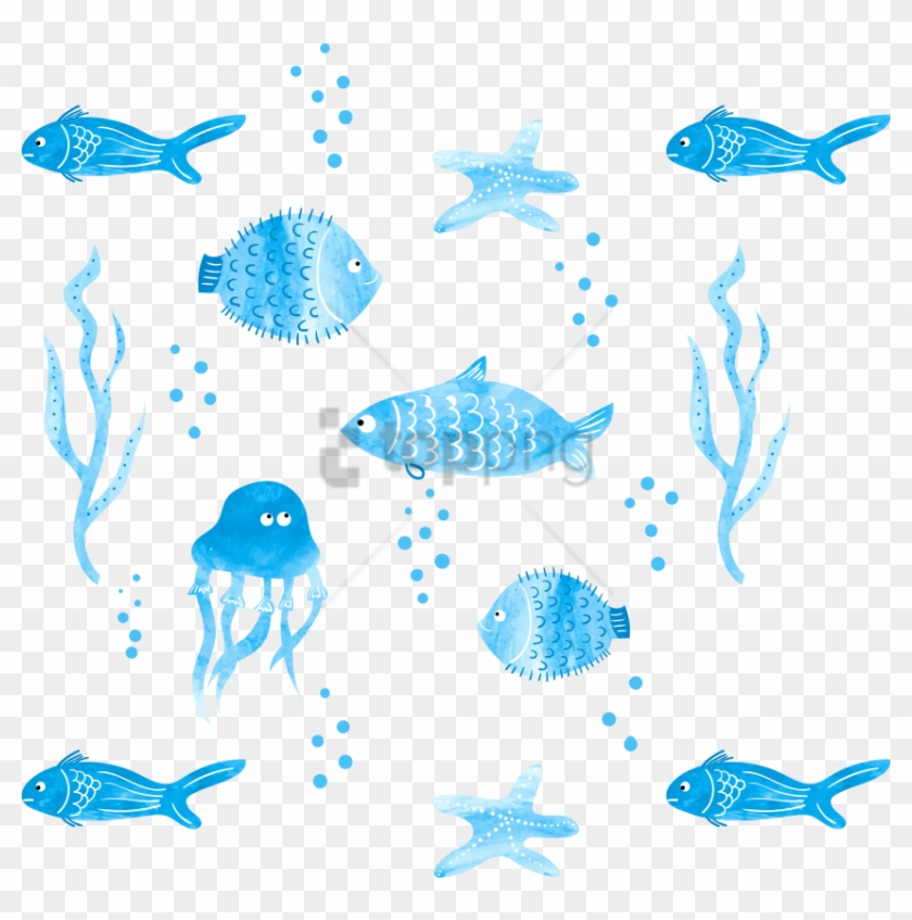 Free Png Watercolor Fish Png Image With Transparent - Blue Png Watercolor Fish Clipart #2458201