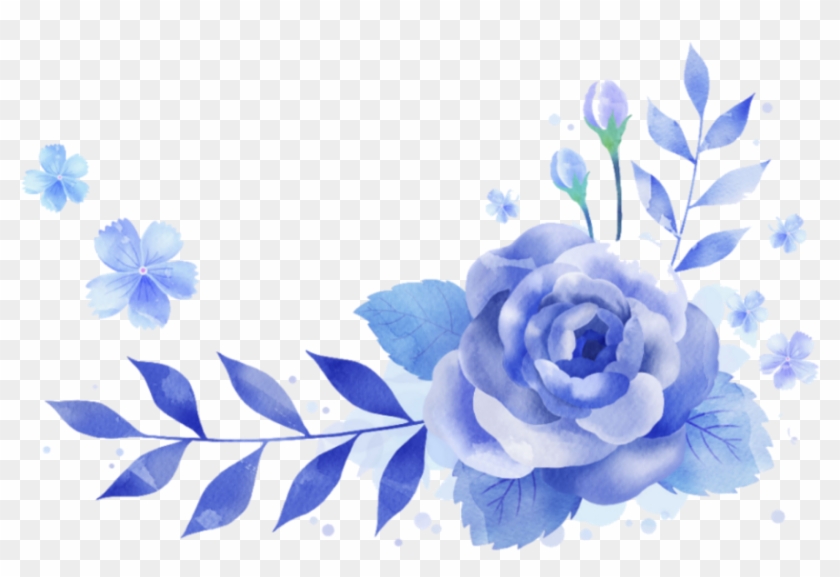 #ftestickers #border #corner #watercolor #flowers #blue - Blue Flower Frame Png Clipart