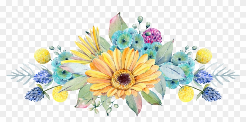 Hand Painted Golden Chrysanthemum Png Transparent - Watercolor Fiesta Floral Clipart