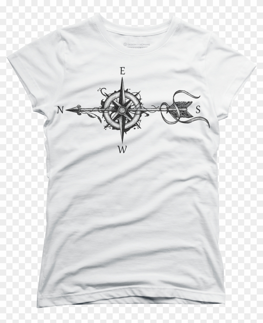 Compass With Arrow Womens T Shirt - Active Shirt Clipart