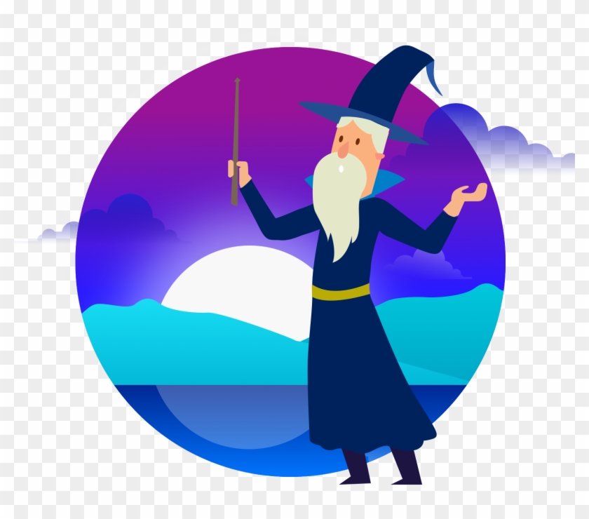 A Wand Wielding Wizard Looking Wonderful - Cartoon Clipart
