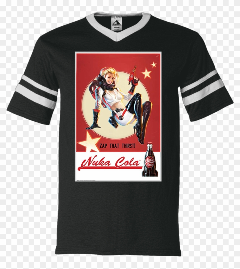 Nuka Pin Up Fan 360 Augusta V-neck Sleeve Stripe Jersey - Fallout 4 Nuka Cola Poster Clipart