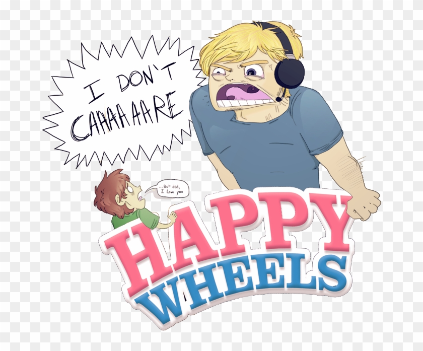 Happy Wheels' Irresponsible Dad - Pewdiepie Fanart Happy Wheels I Don T Care Clipart #2461954