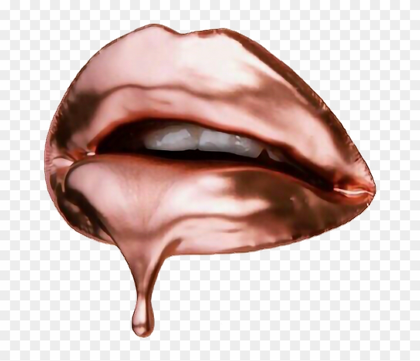 Lipstick Lips Rose Gloss Ftestickers Tumblr Mouth Scglitch - Rose Gold Dripping Lips Clipart #2461987