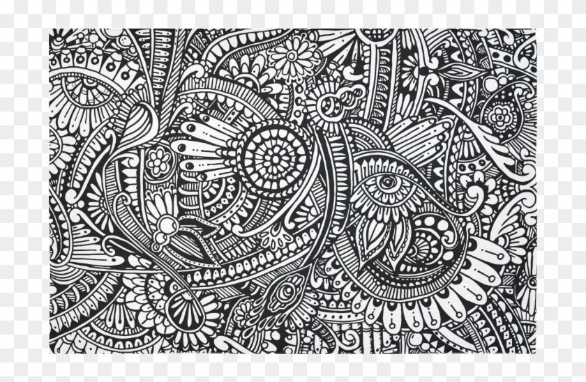 Black & White Flower Pattern Art Cotton Linen Wall - Circle Clipart