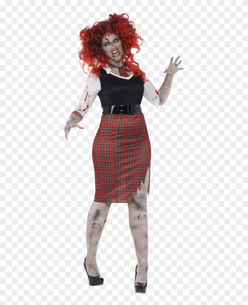 Adult Halloween Curves Zombie School Girl Costume - Zombie School Girl Clipart