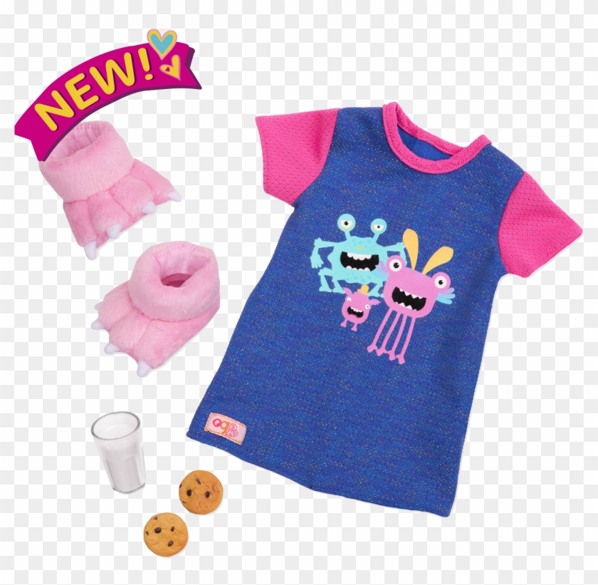Snuggle Monster Pajama Outfit For 18-inch Dolls - Our Generation Snuggle Monster Pajama Outfit With Bedtime Clipart