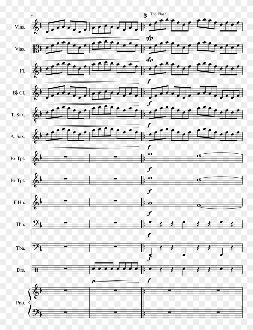 The Flash Vs The Reverse Flash Theme Sheet Music Composed - Flash Theme Song Clarinet Clipart