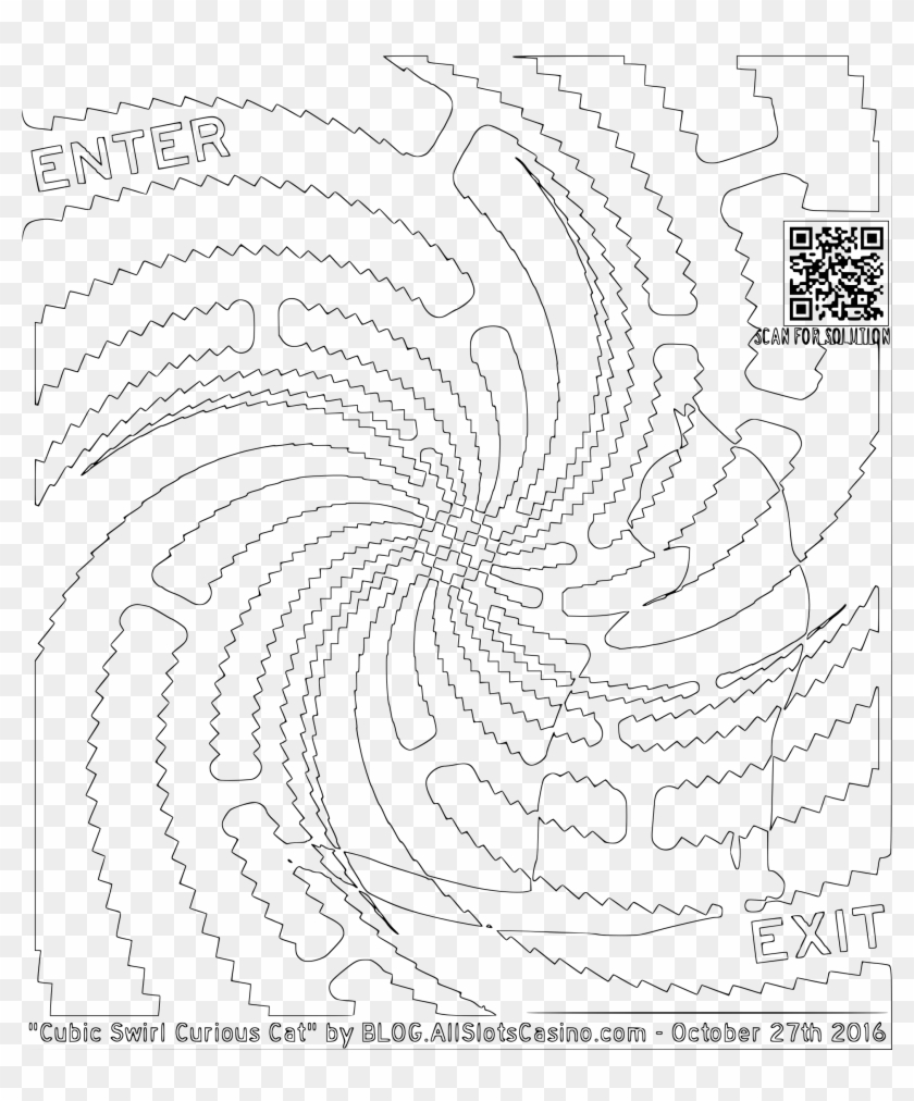 This Free Icons Png Design Of Cubic Swirl Curious Cat - Line Art Clipart #2467338